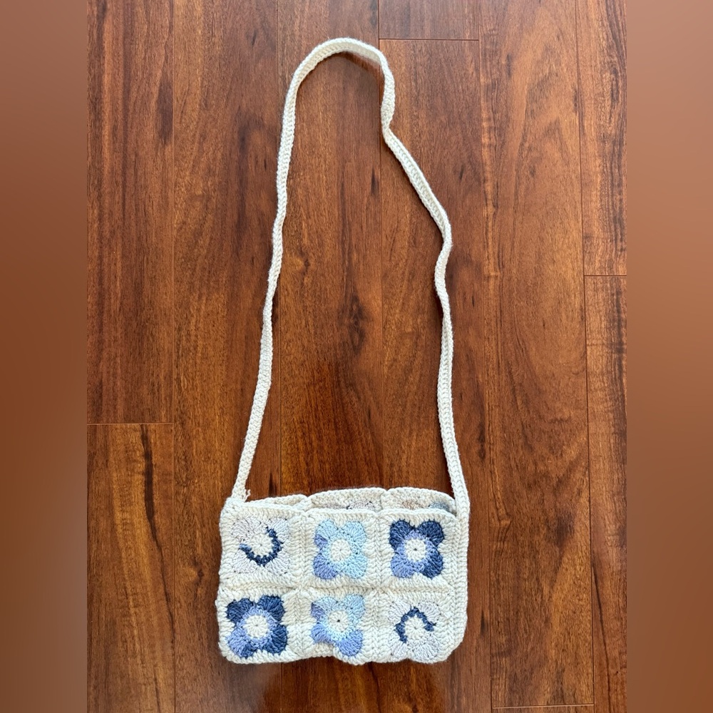 Handmade Crochet Granny Square Flower Crossbody Bag Boho Grannycore Cottagecore - Picture 3 of 7